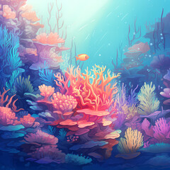 Fototapeta na wymiar background with a soft gradient depicting the colors of a coral reef