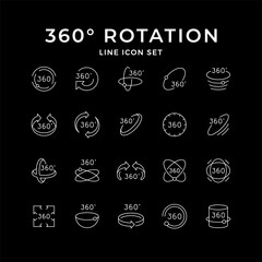 Set line icons of 360 degrees rotation