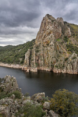 Landscape in the Montfrague National park with River Tajo, Extremadura, Spain - obrazy, fototapety, plakaty