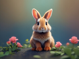 Fototapeta na wymiar cute rabbit, generative Ai
