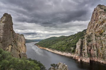 Landscape in the Montfrague National park with River Tajo, Extremadura, Spain