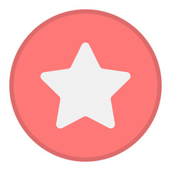 White star on a round red button, vector illustration isolated on white background.