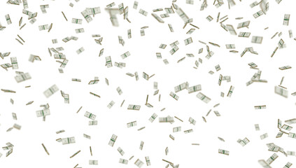  Scattered dollars in mid-air against a transparent background