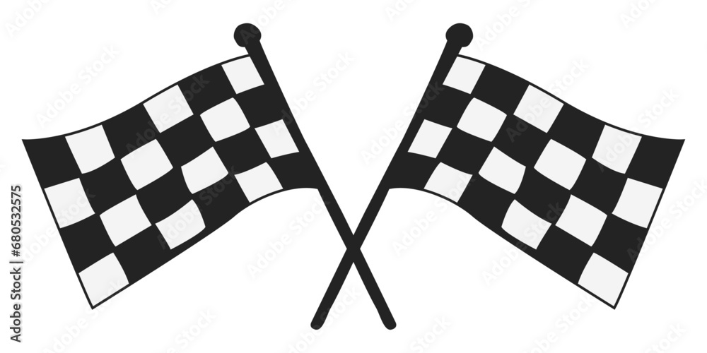 Poster two crossed racing flags. formula 1 championship, isolated flags. vector isolated flags.