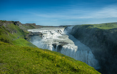 Gullfoss (Golden Falls); is a waterfall located in the canyon of the Hvítá river in southwest...
