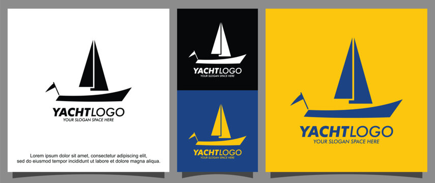 Silhouette logo yacht design template
