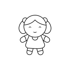 Cute soft doll toy, stuffed sewing toy cartoon animal vector. Illustration .Dolls. Collection of dolls. Children s toys set, dolls in dresses.