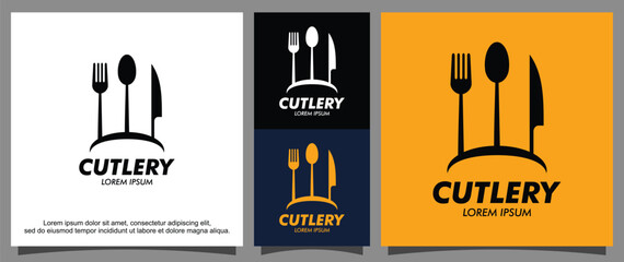Cutlery fork spoon knife logo template
