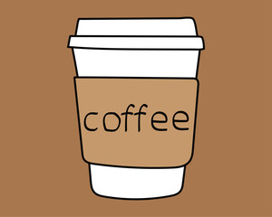 A glass of coffee with text. Beautiful hand-drawn, stylish and simple cup of coffee.