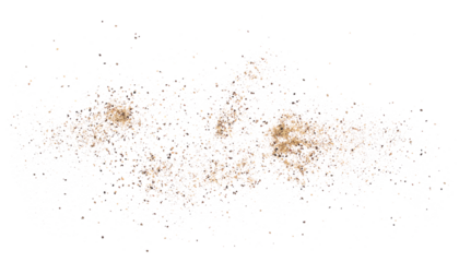 Minced black pepper, ground peppercorn pile isolated on white, top view
