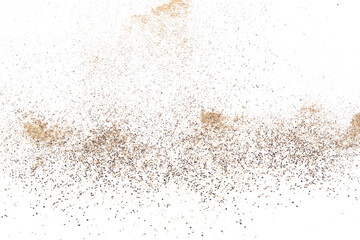 Minced black pepper, ground peppercorn pile isolated on white, top view
 - obrazy, fototapety, plakaty