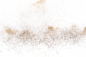 Minced black pepper, ground peppercorn pile isolated on white, top view
