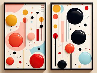 Colorful halftone dots in minimal covers design with future geometric patterns.