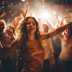 Obraz premium group of people in a disco, party
