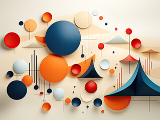 Dynamic shapes composition within a minimal geometric background.