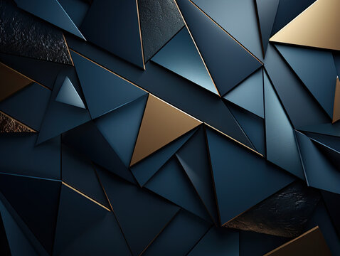 Exclusive wallpaper design for poster, brochure, presentation: Minimalist deep blue premium abstract background with luxury geometric dark shapes.