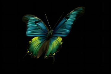 butterfly on black background.