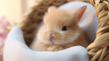 Cute Domestic Rabbit Close-up Inside Home generated by AI tool 