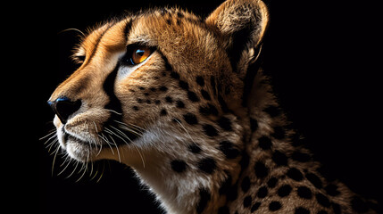 Portrait of a Cheetah on a black background