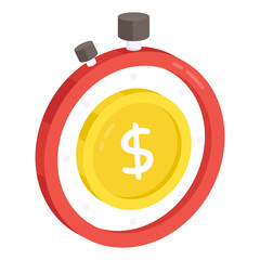 Dollar with stopwatch, icon of time is money

