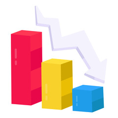Fototapeta premium A flat design icon of recession chart