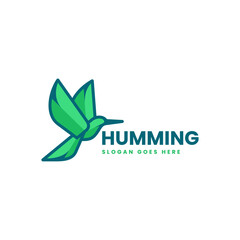 Vector Logo Illustration Humming Bird Simple Mascot Style