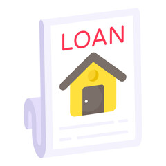 A colored design icon of loan paper 

