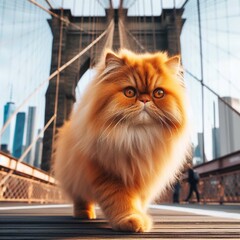 Orange Persian Cat at Brooklyn bridge