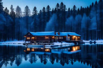 lake in the mountains at night