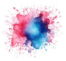 Watercolor  splash,Abstract Pink and Blue on a transparent background.