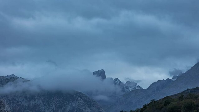 Naranjo de Bulnes Peak between clouds