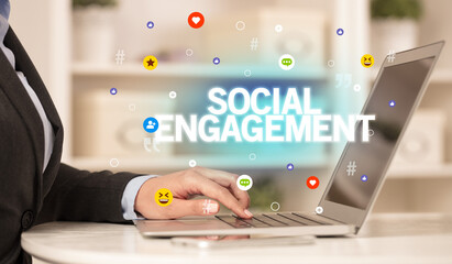 Freelance woman using laptop concept