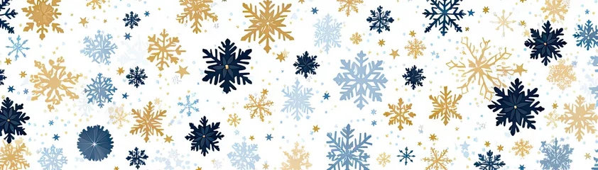 Fotobehang Winter wonderland. Festive snowflake design perfect for christmas and holiday celebrations. Snowy elegance. Intricate ornament pattern ideal for greeting cards and decorative backgrounds © Thares2020