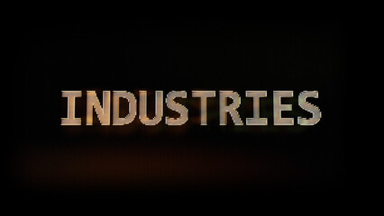 Word industries written with gold pearl on a black background.