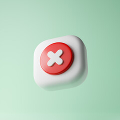 Fototapeta premium Cancel cross app icon isolated over lime green background. 3d rendering.