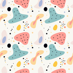 Vector trendy abstract shapes seamless patten with modern pastel colors, dots, lines, circle pink blue pastel colors cute background wallpapers design