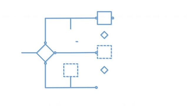 Decision tree, flow chart self drawing animation. Decision tree, flow chart self drawing animation.	Blue line.