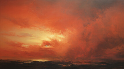 Fototapeta na wymiar An expressionist portrayal of a bustling sky enveloped, radiating the intense emotion of melancholy.