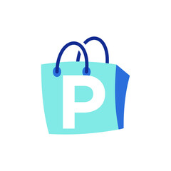 Letter P logo in a shopping bag with a modern concept