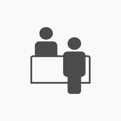Event reception icon vector. Registration, service desk, customer service, cash register symbol