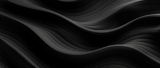 Elegant 3D render of black wavy patterns.