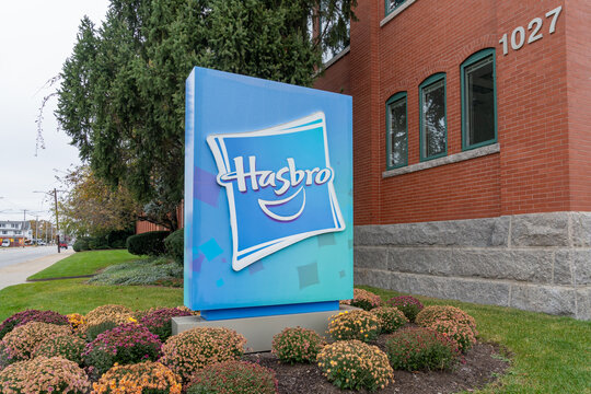 Hasbro headquarters in Pawtucket, Rhode Island, USA, on November 10, 2023. Hasbro, Inc. is an American multinational conglomerate holding company creating toys and games.