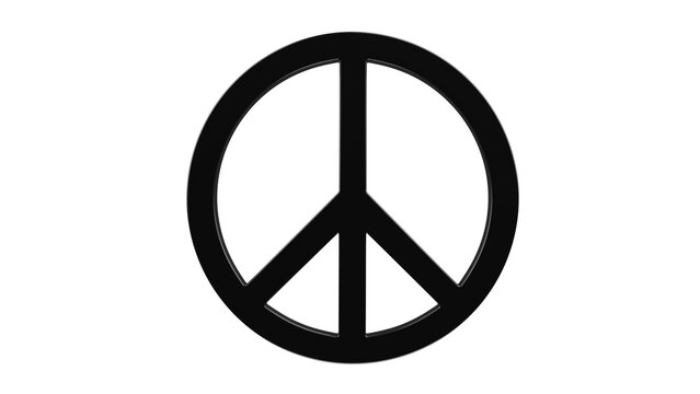 Black symbol of peace isolated on transparent and white background. Hippie concept. 3D render