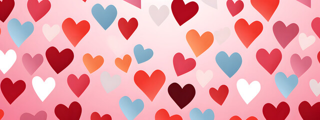 Background of translucent small hearts in red colors. Valentine's day illustration