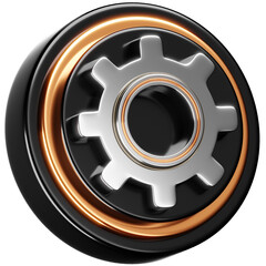 3D Metallic Settings Gear Icon