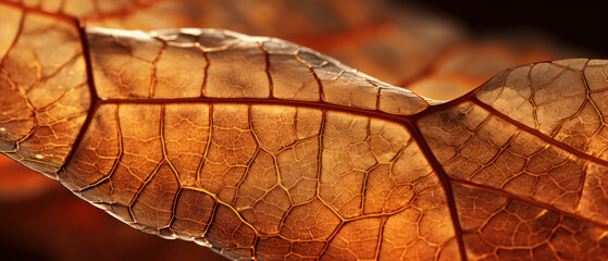 Close-up nano photo of an autumn leaf.