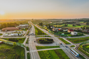Roundabout in Kokoszki and the Gdańsk - Kaszuby route.

 - obrazy, fototapety, plakaty