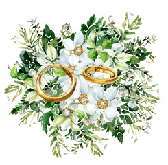 Obrączki ślubne i kwiaty dekoracja