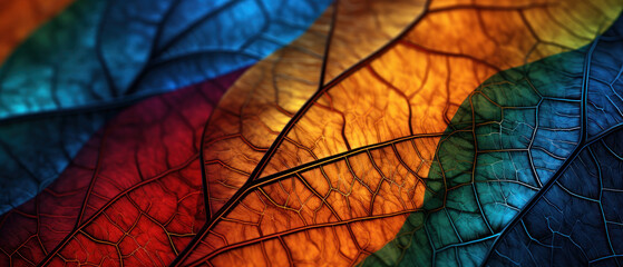 Vivid close-up of autumn leaves.