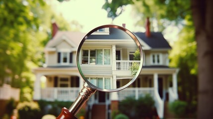 Appraiser Scanning and Analyzing Prospective Homes with a Magnifying Glass in Search of Investment Opportunities